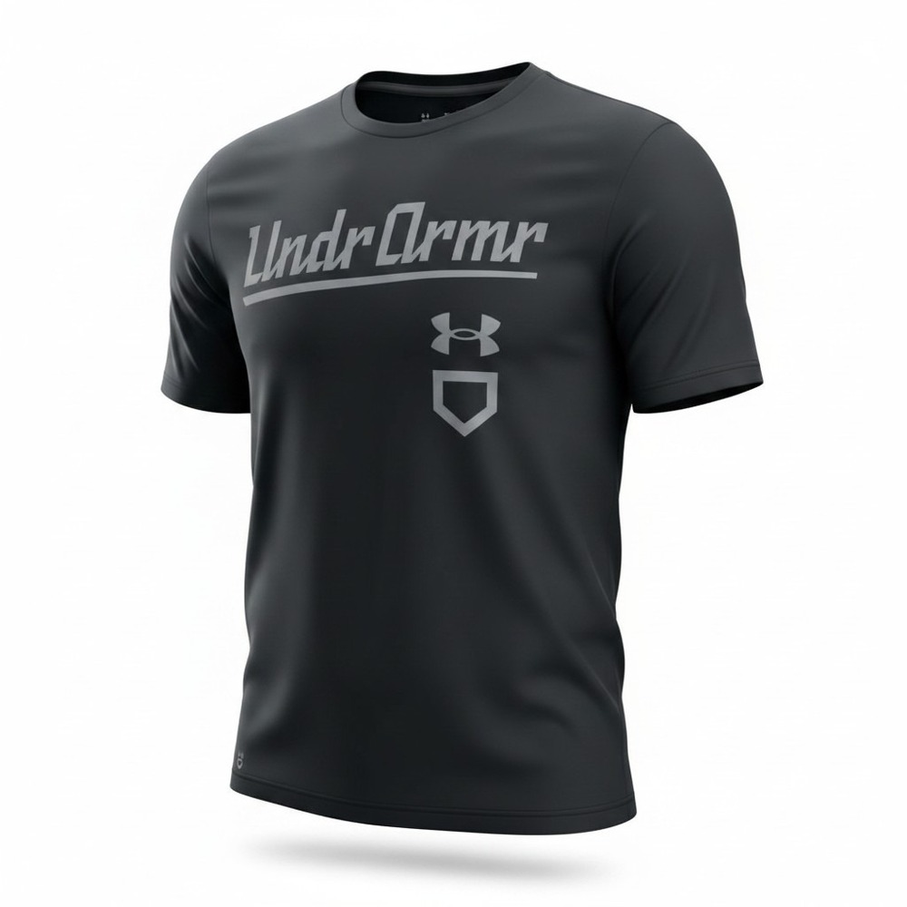 Under Armour Baseball Script Tee Mens Large Black Short Sleeve Graphic Shirt